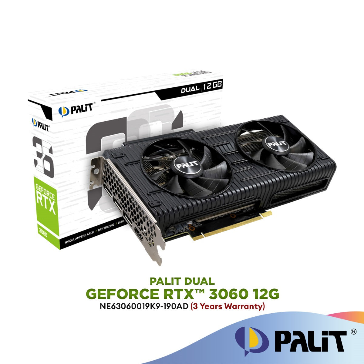 Palit GeForce RTX3060 Dual 12GB GDDR6 Graphics Card | NE63060019K9