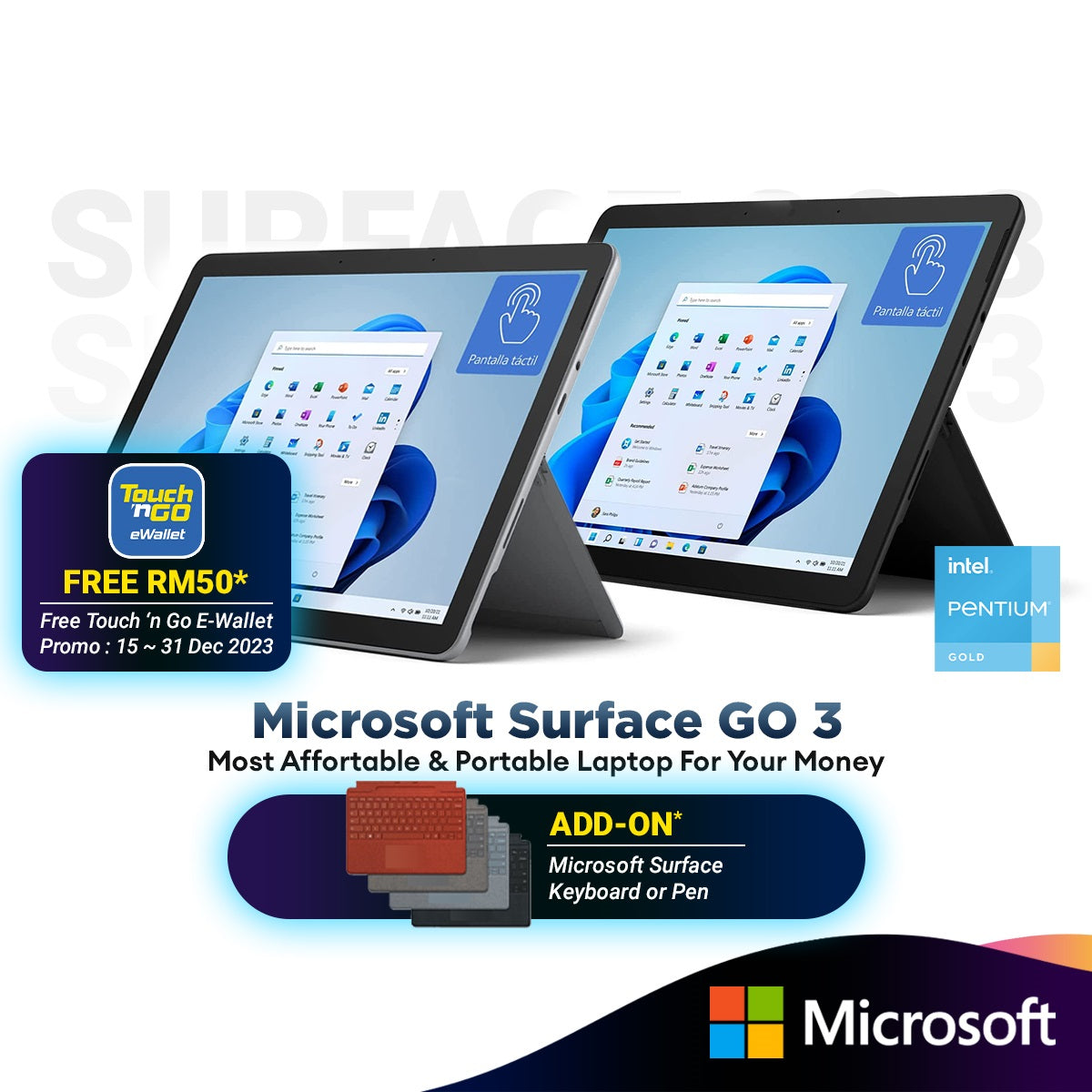 Microsoft Surface Go 3 - 10.5 Touchscreen - Intel® Pentium® Gold - 8GB  Memory - 128GB SSD - Device Only - Black (Latest Model)