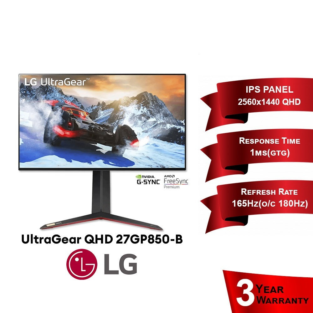 LG UltraGear 27GP850-B 27 LED NanoIPS QHD 165Hz G-Sync Compatible