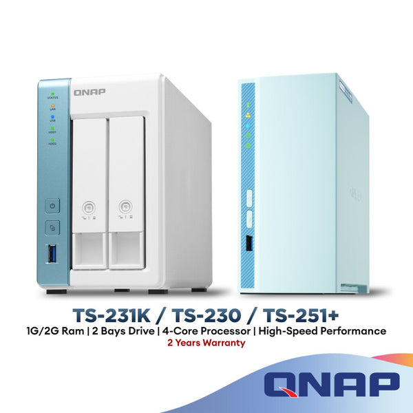 QNAP TS-231K / TS-230 / TS-251+ / TS-251+-2G | 4-Core Processor | 2-Bay Drive | 1GB 2GB RAM | Nas System QNAP Nas