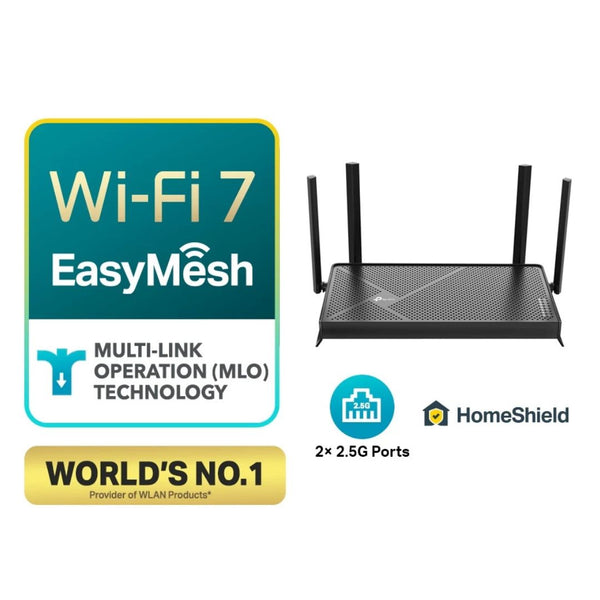 TP-Link Archer BE230 WiFi 7 BE3600 Dual-Band Dual 2.5G Ports Router with EasyMesh HomeShield