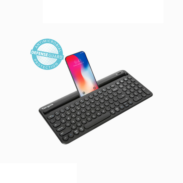 Targus Multi-Device Bluetooth® Antimicrobial Keyboard with Tablet/Phone Cradle (Black) AKB867