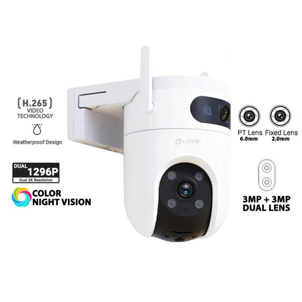 Ezviz H9C Dual Lens (3MP + 3MP) 2K Waterproof Pan/Tilt Two Way Talk Color Night Vision Outdoor Security CCTV Camera