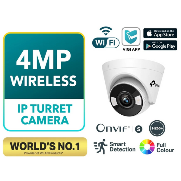 TP-Link 4MP AI CCTV VIGI C440-W & C440 - Indoor Full-Color Ultra-HD Turret IP Network Camera