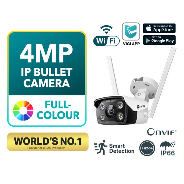 TP-Link 4MP AI CCTV VIGI C340-W & C340 - Outdoor Full Color Ultra-HD Bullet IP Network Camera