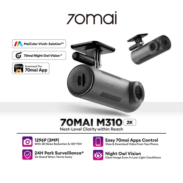 70mai M310 Car Recorder Dash Cam 2K QHD Resolution 1296p Support Parking Surveillance | Voice & Apps Control