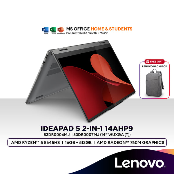 Lenovo IdeaPad 5 2-in-1 14AHP9 14" Laptop (AMD Ryzen™ 5 8645HS | 16GB | 512GB SSD |AMD Radeon™ 760M Graphics | H&S)