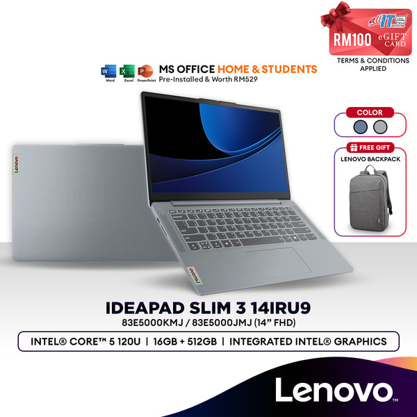 Lenovo IdeaPad Slim 3 14IRU9 14" FHD Laptop (Intel® Core™ 5 120U | 16GB | 512GB SSD | Integrated Intel® Graphics | H&S)