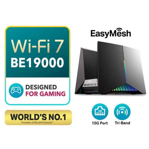 TP-Link Archer GE800 Wi-Fi 7 Gaming Router BE19000 With Tri-Band 2x 10G + 4x 2.5G ports EasyMesh support