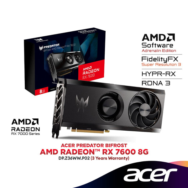 ACER Predator BiFrost AMD Radeon™ RX 7600 8GB GDDR6 Graphics Card | DP.Z36WW.P02