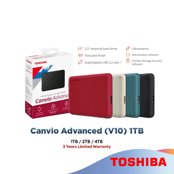 Toshiba Canvio Basics (A5) / Advance V10 / Canvio Ready USB 3.0 / USB 3.2 External Hard Disk Portable HDD (1TB/2TB/4TB)