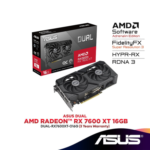 ASUS Dual Radeon™ RX 7600 XT OC 16GB GDDR6 Graphics Card | DUAL-RX7600XT-O16G