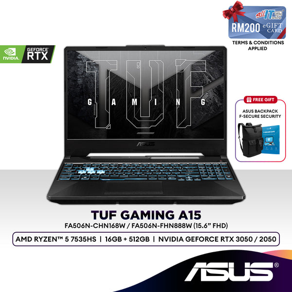 Asus TUF A15 FA506N-FHN888W/CHN168W 15.6'' FHD Gaming Laptop (Ryzen™ 5 7535HS | 16GB | 512GB SSD | RTX™ 2050/3050)