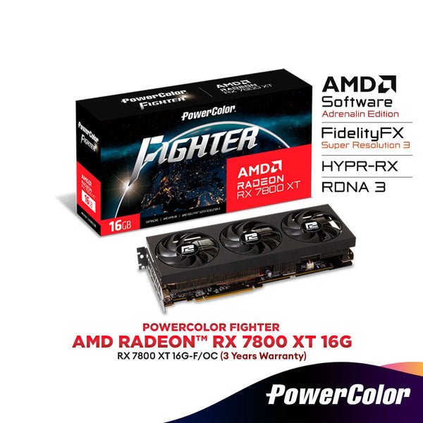 PowerColor Fighter AMD Radeon RX 7800 XT GAMING OC 16GB GDDR6 Graphics Card | RX 7800 XT 16G-F/OC