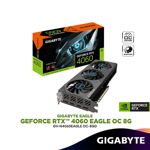 Gigabyte GeForce RTX 4060 EAGLE OC 8GB GDDR6 Graphics Card | GV-N4060EAGLE OC-8GD