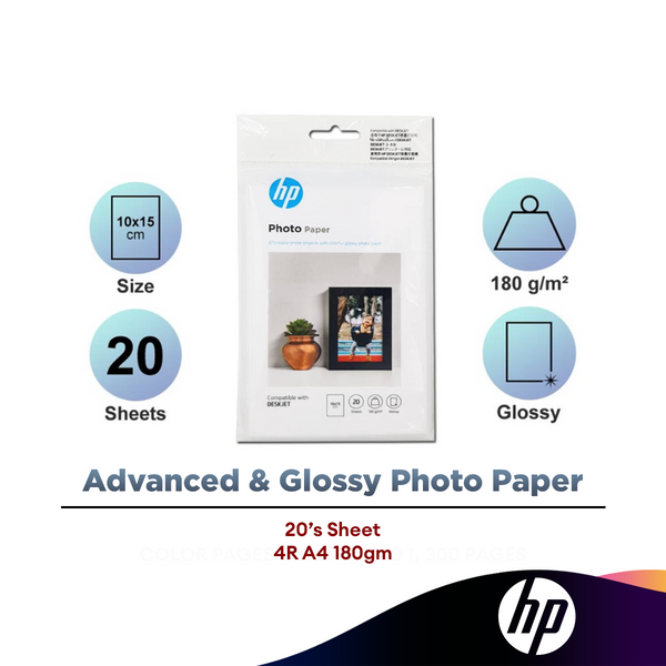 HP 4R Photo Glossy Paper 180g 20s (9RR53A)