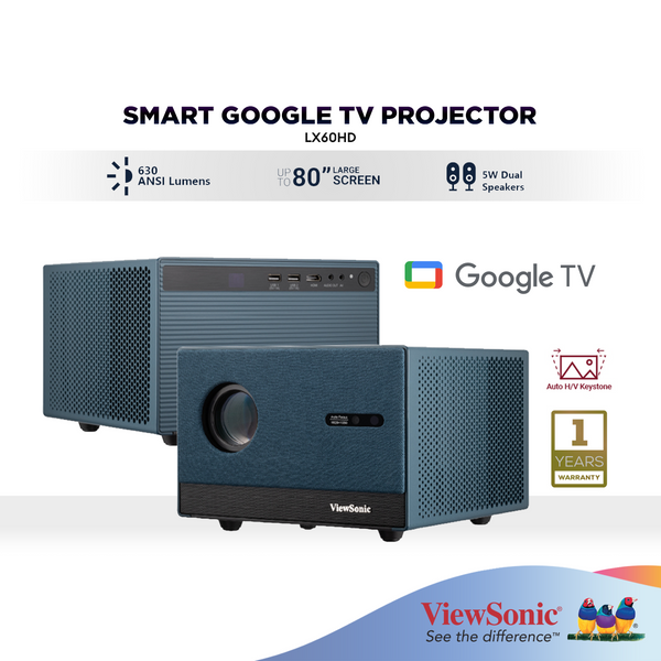 [Pre-Order] ViewSonic LX60HD 1080P Smart LED Projector with Built-in Google TV  | Up to 100" screen size