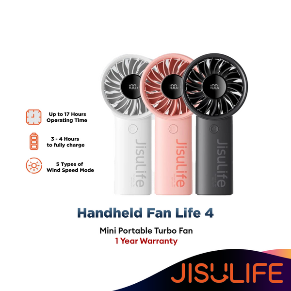 JISULIFE Life 4 Mini Turbo Fan 5000mAh Portable HandHeld Fan