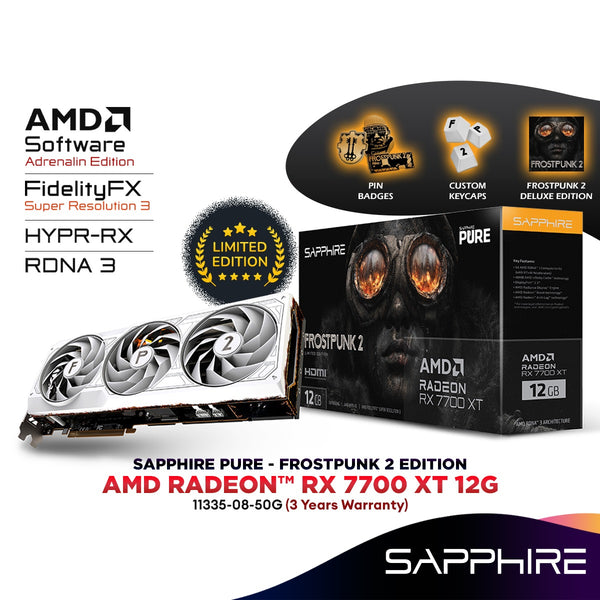 Sapphire PURE AMD Radeon™ RX 7700 XT 12GB GDDR6 FrostPunk 2 Limited Edition Graphics Card (Game Included) | 11335-08-50G