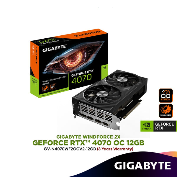 GIGABYTE GeForce RTX 4070 WINDFORCE 2X OC V2 12GB GDDR6 Graphics Card | GV-N4070WF2OCV2-12GD