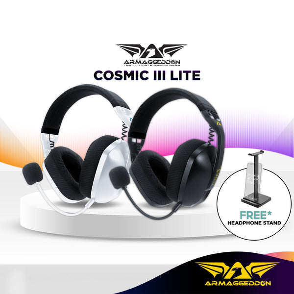 Armaggeddon Cosmic III Lite Bluetooth Wireless 2.4G Gaming Headset with Detachable Mic | Free Headset Stand