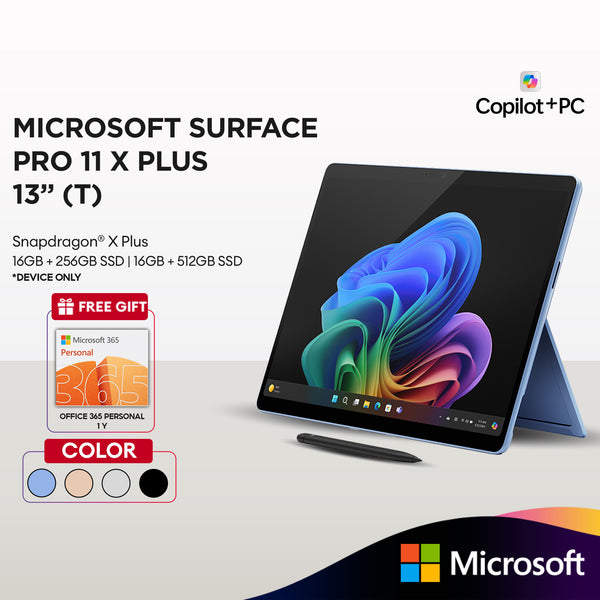 Microsoft Surface Pro 11 | Copilot+ PC | 13" LCD Touchscreen | Snapdragon® X Plus | 16GB Memory | 256GB/512GB SSD