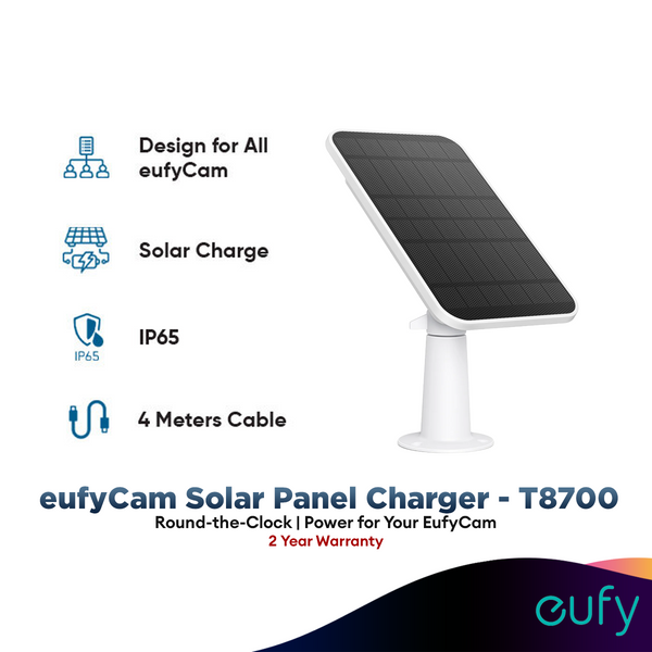 Anker T8700 eufyCam Solar Panel Charger | Continuous Power Supply | 2.6W Solar Panel | IP65 | Compatible with eufyCam | Outdoor Camera Charging