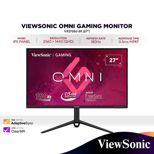 ViewSonic VX2728J-2K 27” 2K QHD Fast IPS Gaming Monitor | 180Hz | HDR10 | AMD FreeSync Premium | 1440p