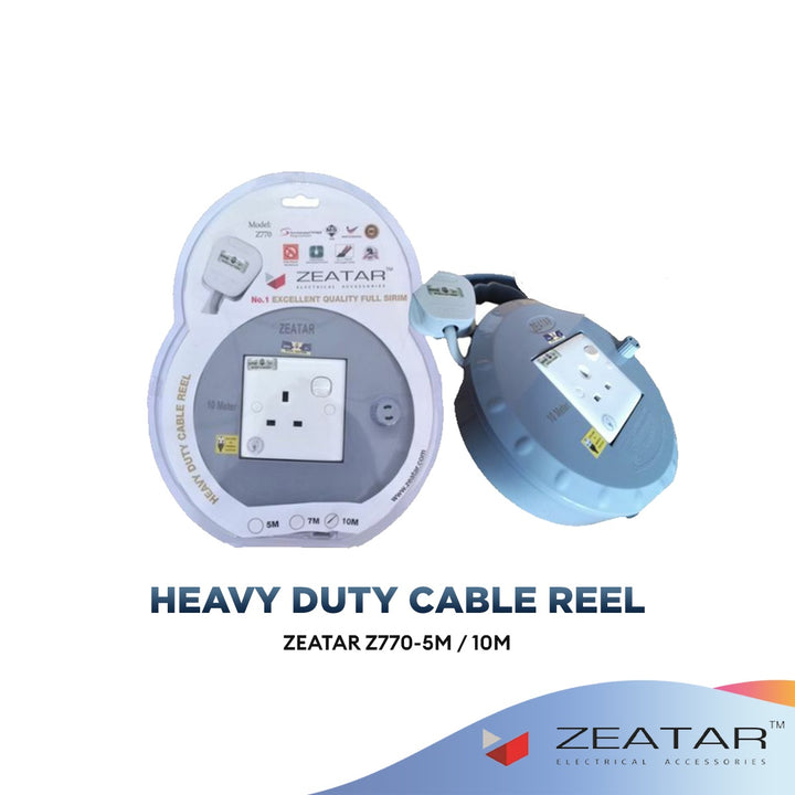 Zeatar Heavy Duty Cable Reel / Extension / Z770 / 5M / 10M – ALL IT  Hypermarket