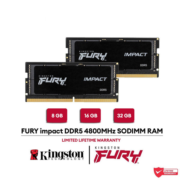 Kingston FURY Impact (8GB/16GB/32GB) 4800MHz DDR5 CL38 SODIMM RAM Laptop / Notebook Memory RAM