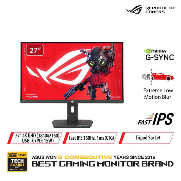 ASUS ROG Strix XG27UCS USB Type-C Gaming Monitor – 27-inch 4K UHD (3840x2160) | 160Hz (Above 144Hz) | 1ms (GTG) | Fast IPS | Extreme Low Motion Blur Sync | USB Type-C | G-Sync compatible | 95% DCI-P3