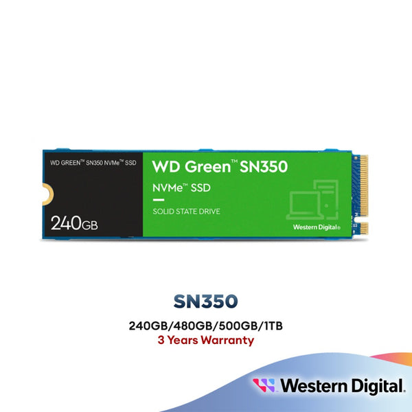 Western Digital WD Green SN350 (240GB/480GB/500GB/1TB/2TB) NVMe PCIe SSD Solid State Drives M.2 2280