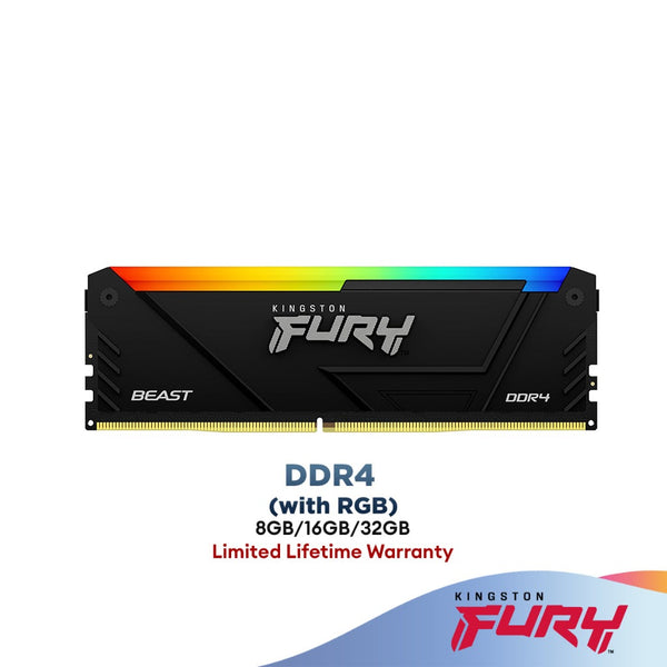 Kingston Desktop (PC) DDR4 Fury Beast 2666Mhz / 3200Mhz RAM (8GB / 16GB / 32GB) *RGB