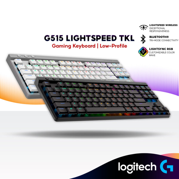 Logitech G515 LIGHTSPEED TKL Low Profile Wireless Gaming Keyboard, LIGHTSYNC RGB, Thin Tenkeyless Design, PBT Keycaps