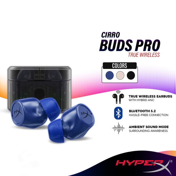 HyperX Cirro Buds Pro True Wireless Bluetooth Earbuds with Hybrid ANC, Ambient Sound Mode, Low-Latency, Bluetooth 5.2