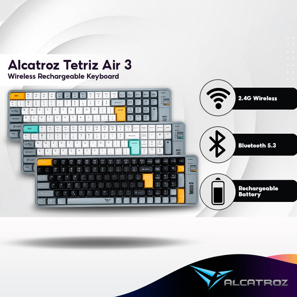Alcatroz Tetriz Air 3 Wireless Keyboard | Bluetooth 5.3 | Dual Mode | 99 Keys | Rechargeable Battery