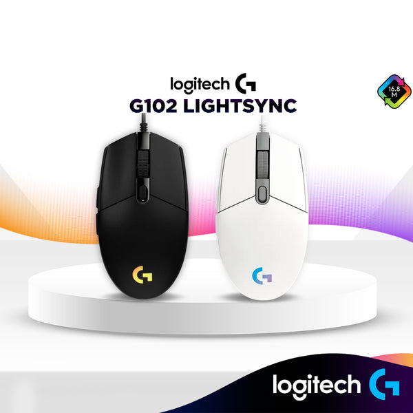 Logitech G102 Light Sync Gaming Wired Mouse | Gaming Grade Sensor | 8k DPI | Light Weight Mouse - Black / White