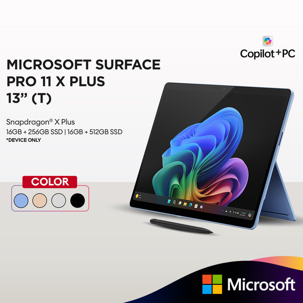 Microsoft Surface Pro 11 | Copilot+ PC | 13" LCD Touchscreen | Snapdragon® X Plus | 16GB Memory | 256GB/512GB SSD