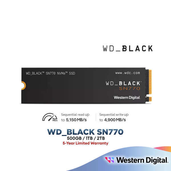 WD Western Digital Black SN770 Gen4 NVMe™ M.2 2280 Internal SSD - ( 500GB / 1TB / 2TB )