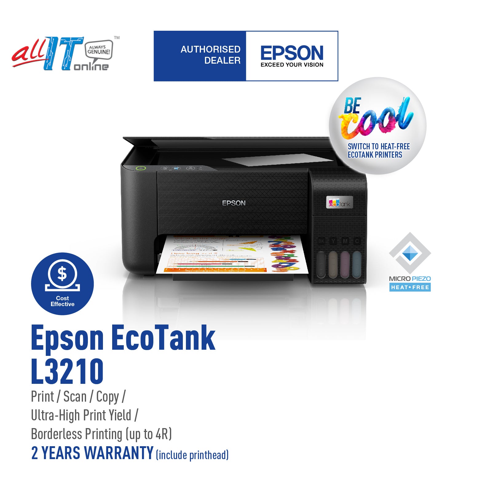 Epson Ecotank L3210 A4 All In One Ink Tank Printer All It Hypermarket 7287