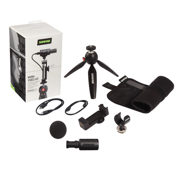 Shure MV88 + Video Kit for Content Creator with Tripod & Stereo Mic