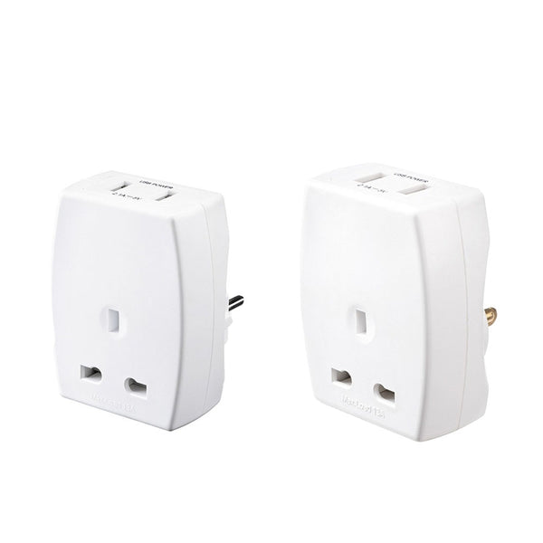 Masterplug Travel Adapter with 2 USB (2.1A) UK (TAUSBEUR2-MPA) / (TAUSBUSA2-MP)